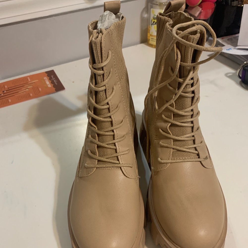 Nude combat boots